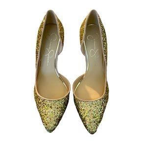 Gold glitter heels Jessica Simpson size 7.5